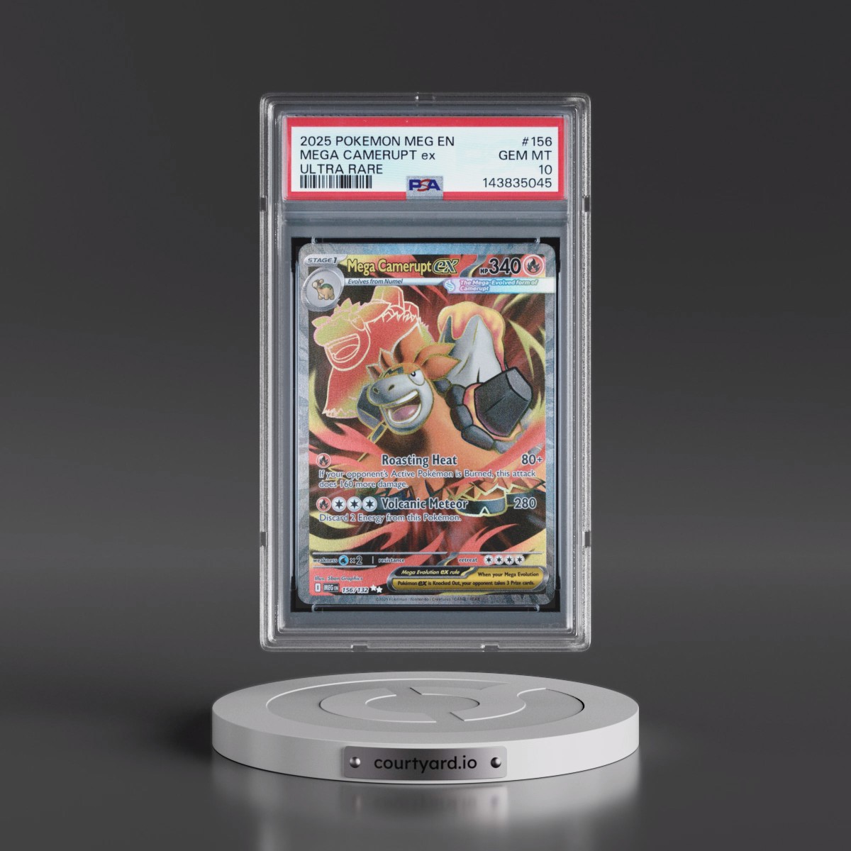 2025 Pokémon Meg EN-Mega Evolution #156 Mega Camerupt EX - Holo Ultra Rare (PSA 10 GEM MINT)
