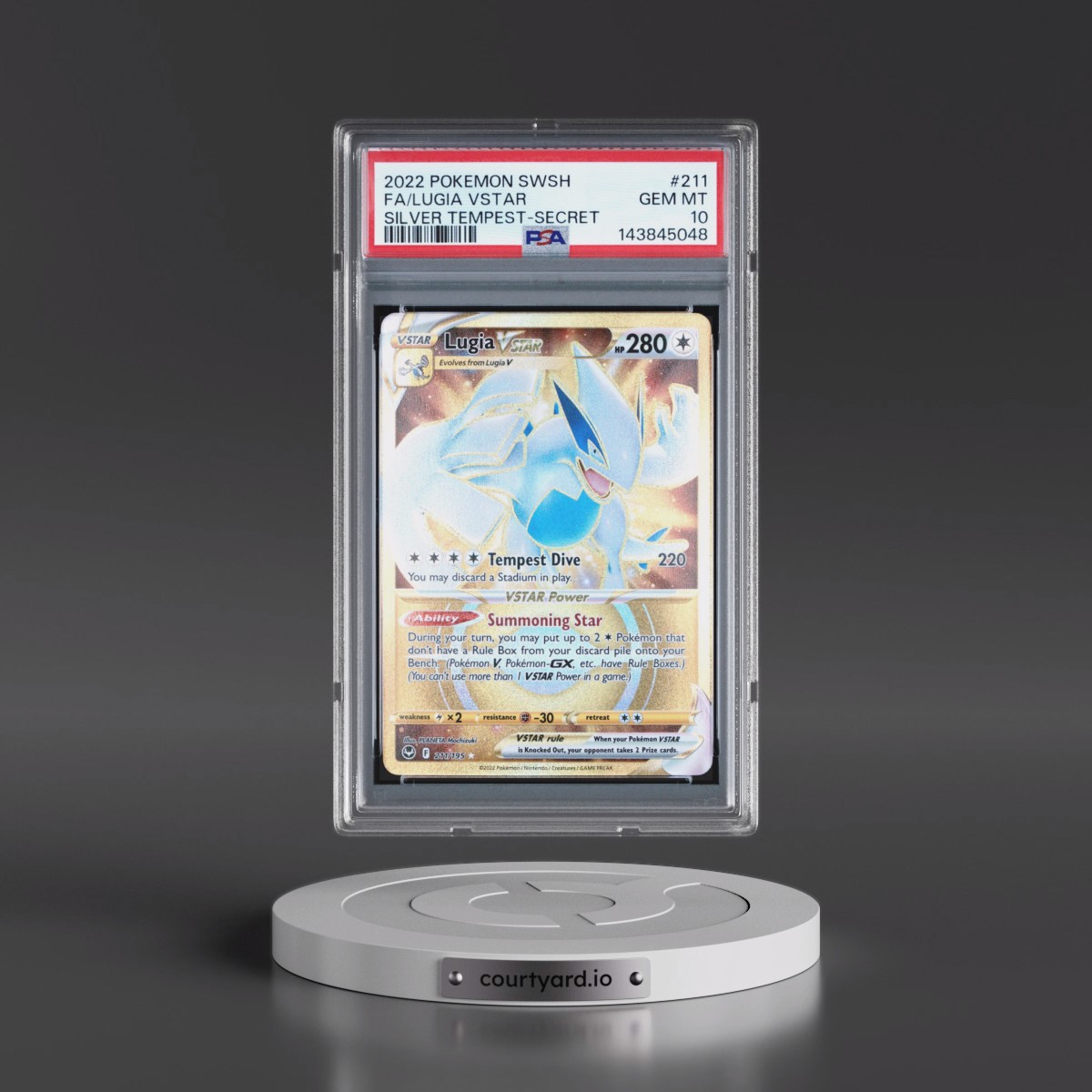 2022 Pokémon Sword & Shield Silver Tempest #211 Lugia Vstar - Full Art Secret (PSA 10 GEM MINT)