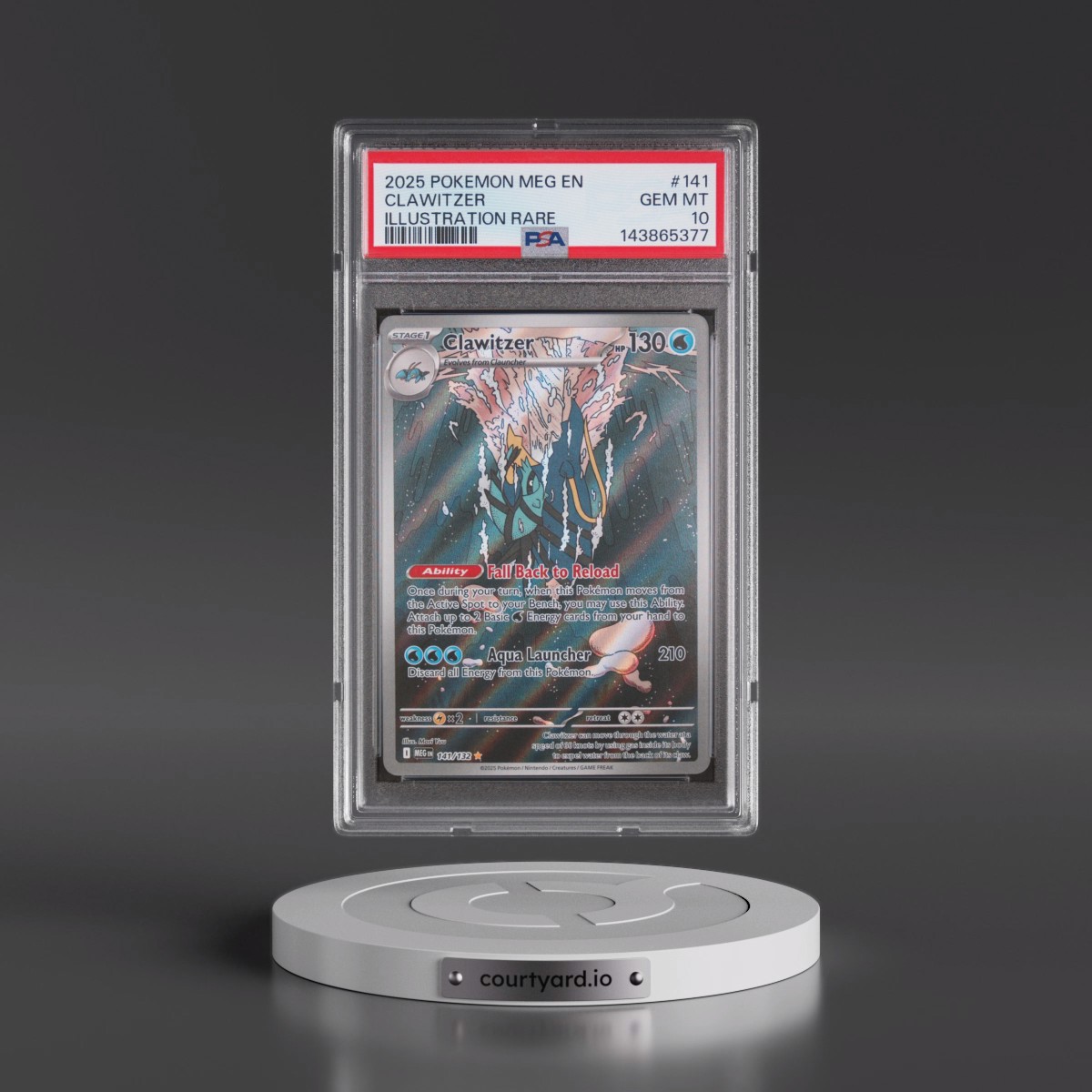 2025 Pokémon Meg EN-Mega Evolution #141 Clawitzer - Illustration Rare (PSA 10 GEM MINT)