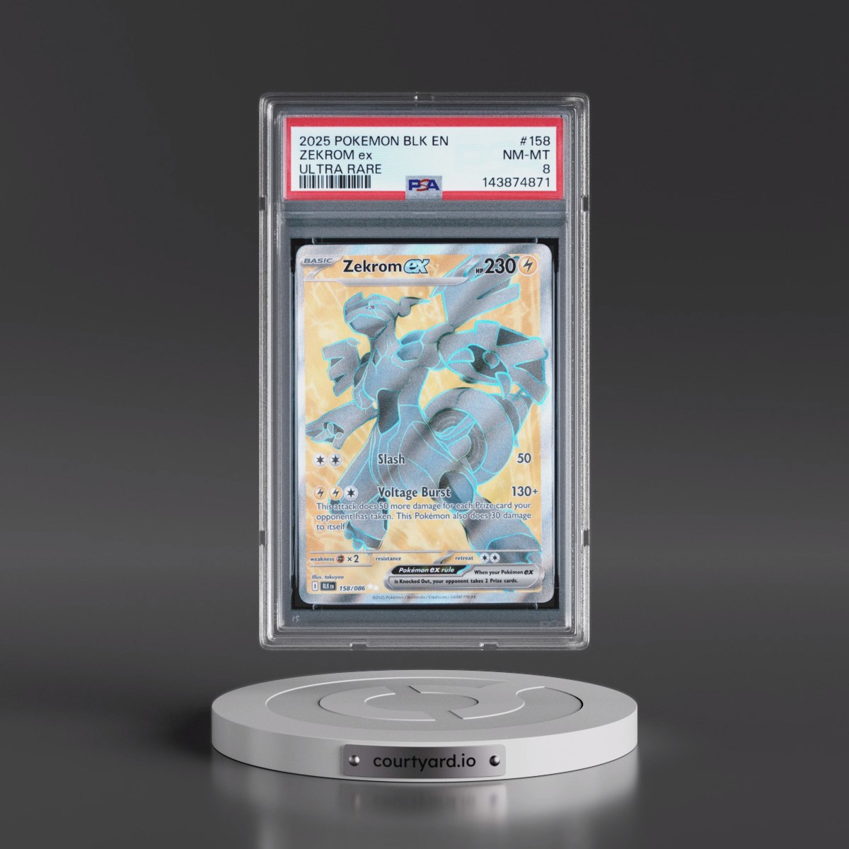 2025 Pokémon Blk EN-Black Bolt #158 Zekrom EX - Holo Ultra Rare (PSA 8 NM-MT)