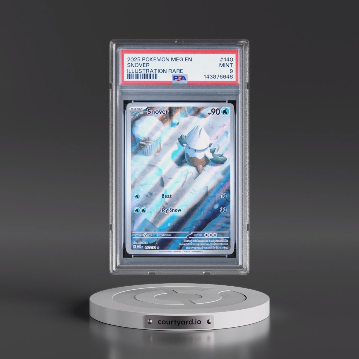 2025 Pokémon Meg EN-Mega Evolution #140 Snover - Illustration Rare (PSA 9 MINT)