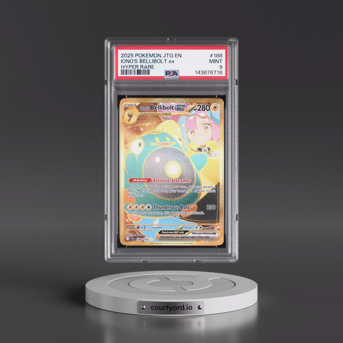 2025 Pokémon Jtg EN-Journey Together #188 Iono's Bellibolt EX - Holo Hyper Rare (PSA 9 MINT)