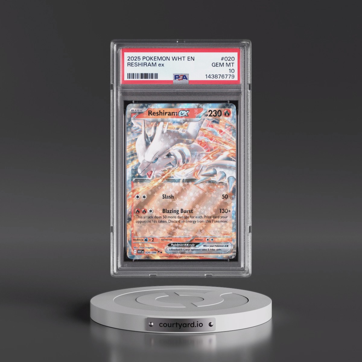 2025 Pokémon Wht EN-White Flare #020 Reshiram EX - Holo (PSA 10 GEM MINT)