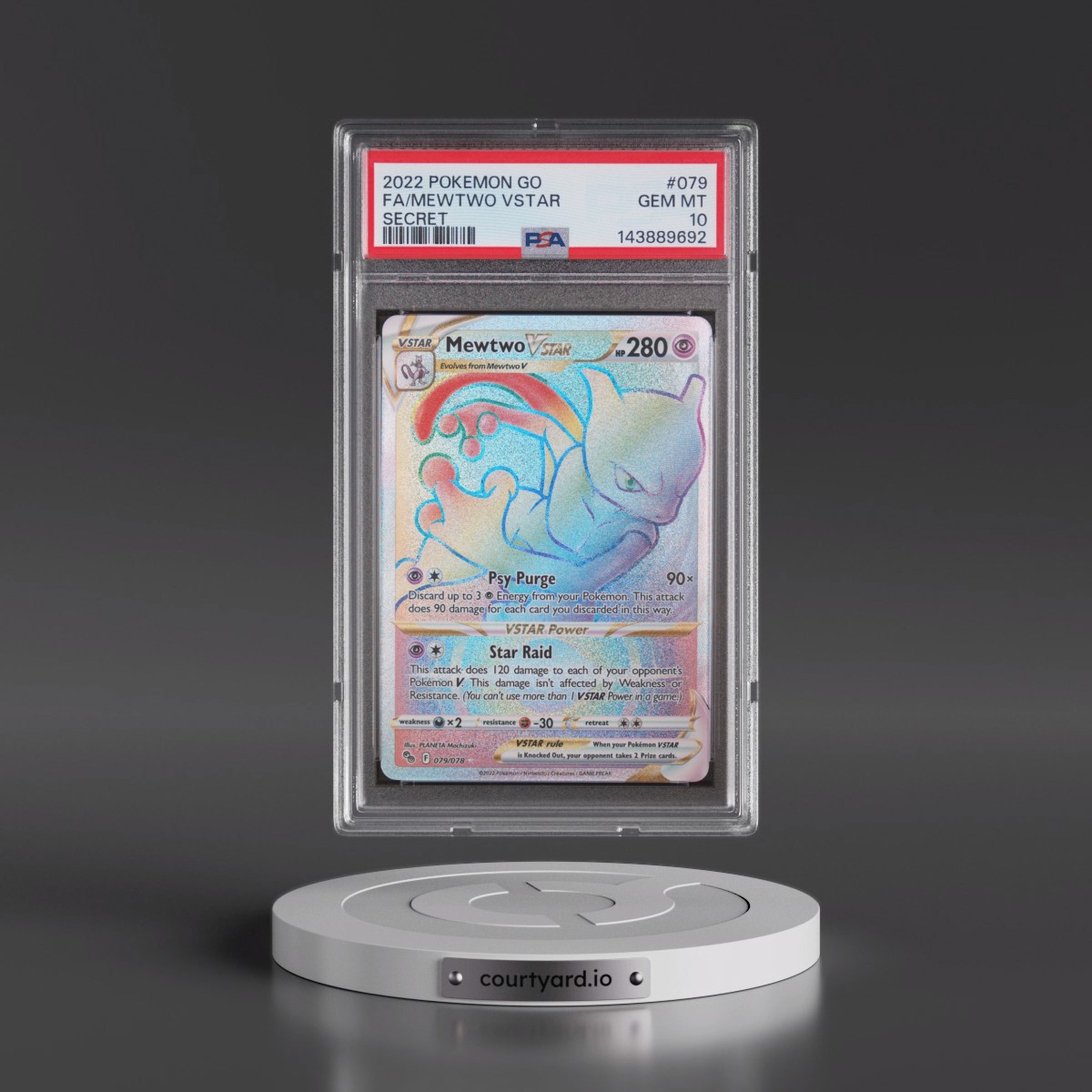 2022 Pokémon Go #079 Mewtwo Vstar - Full Art Secret (PSA 10 GEM MINT)