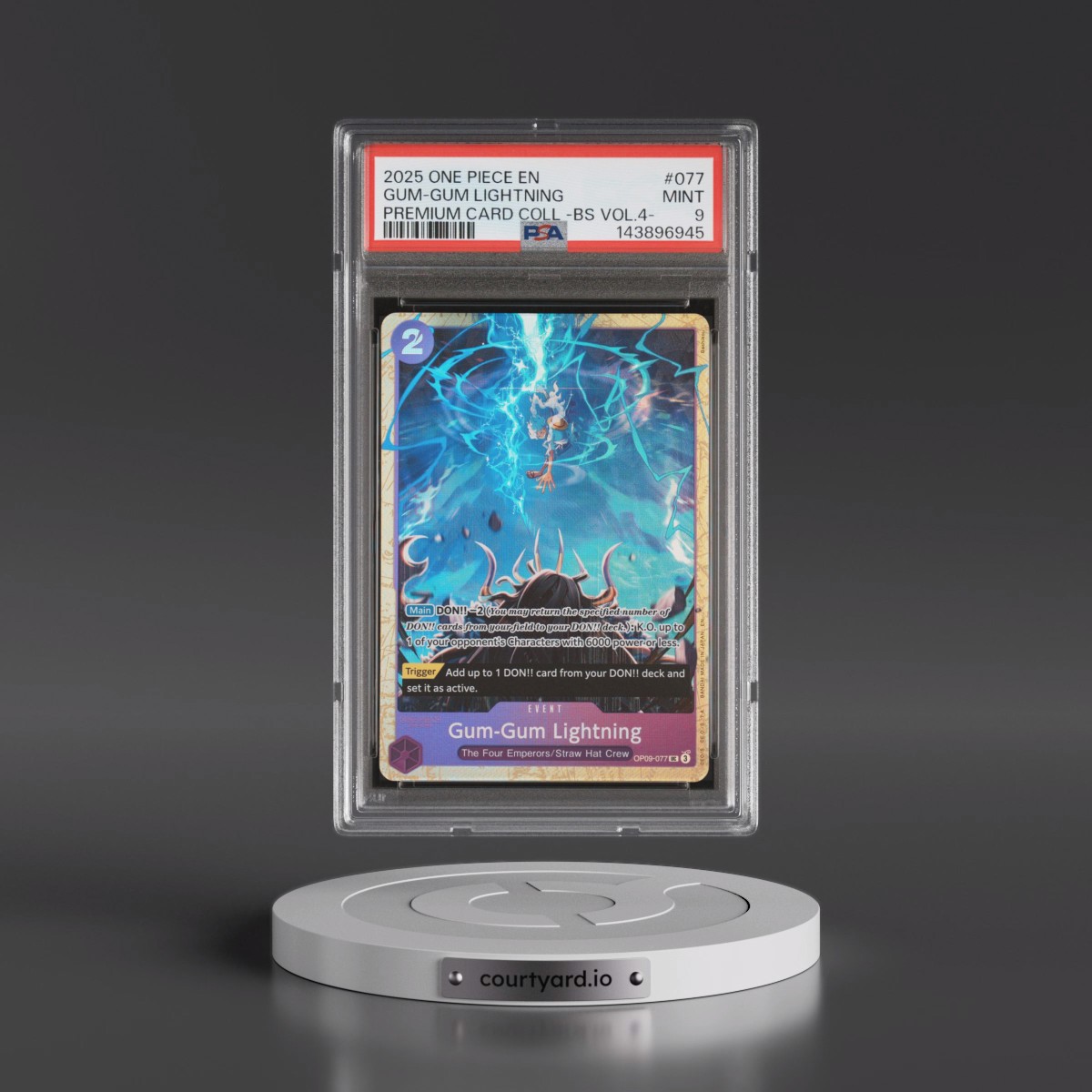 2025 One Piece Premium Card Collection -Best Selection Vol.4 #077 Gum-Gum Lightning (PSA 9 MINT)