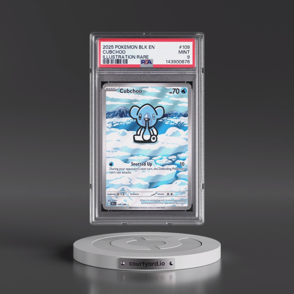 2025 Pokémon Blk EN-Black Bolt #109 Cubchoo - Illustration Rare (PSA 9 MINT)
