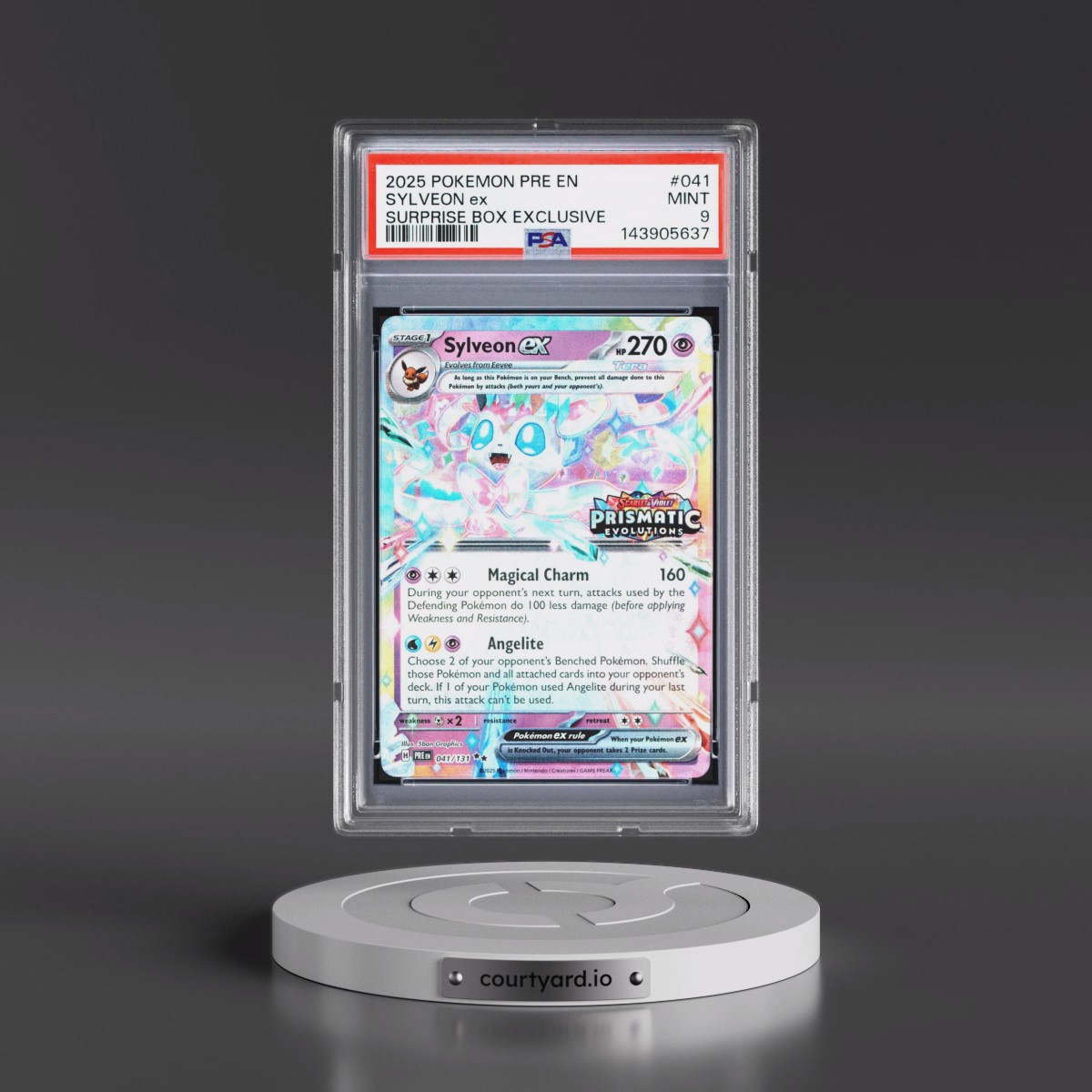2025 Pokémon Pre EN-Prismatic Evolutions #041 Sylveon EX - Holo Surprise Box Exclusive (PSA 9 MINT)