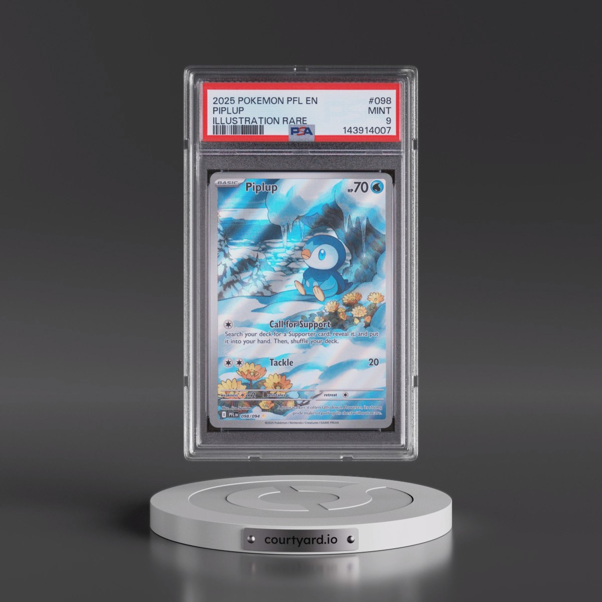 2025 Pokémon Pfl EN-Phantasmal Flames #098 Piplup - Illustration Rare (PSA 9 MINT)