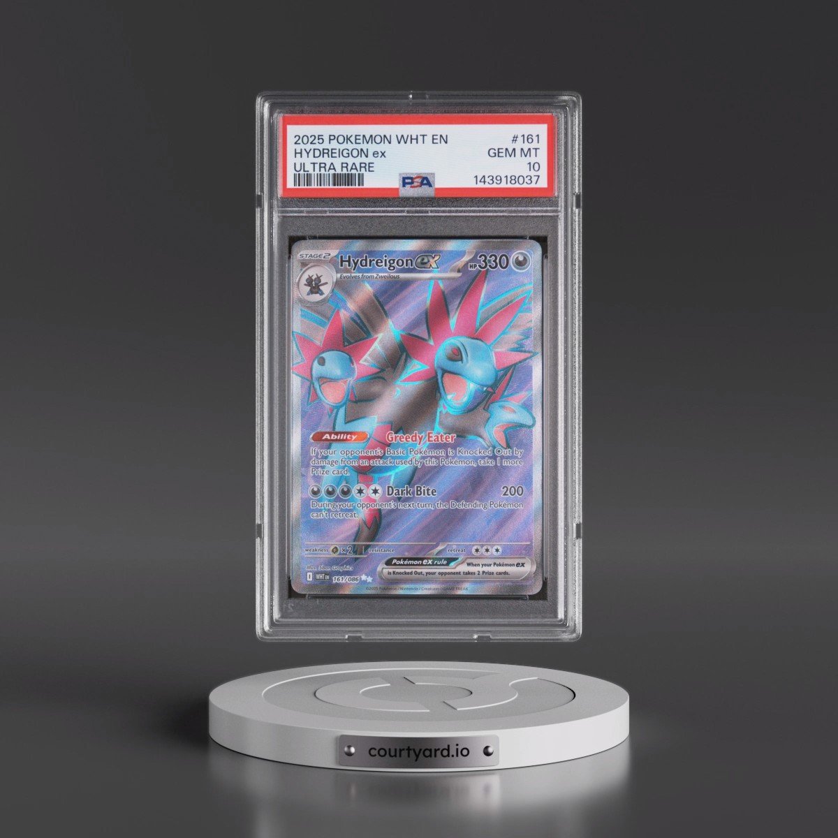 2025 Pokémon Wht EN-White Flare #161 Hydreigon EX - Holo Ultra Rare (PSA 10 GEM MINT)