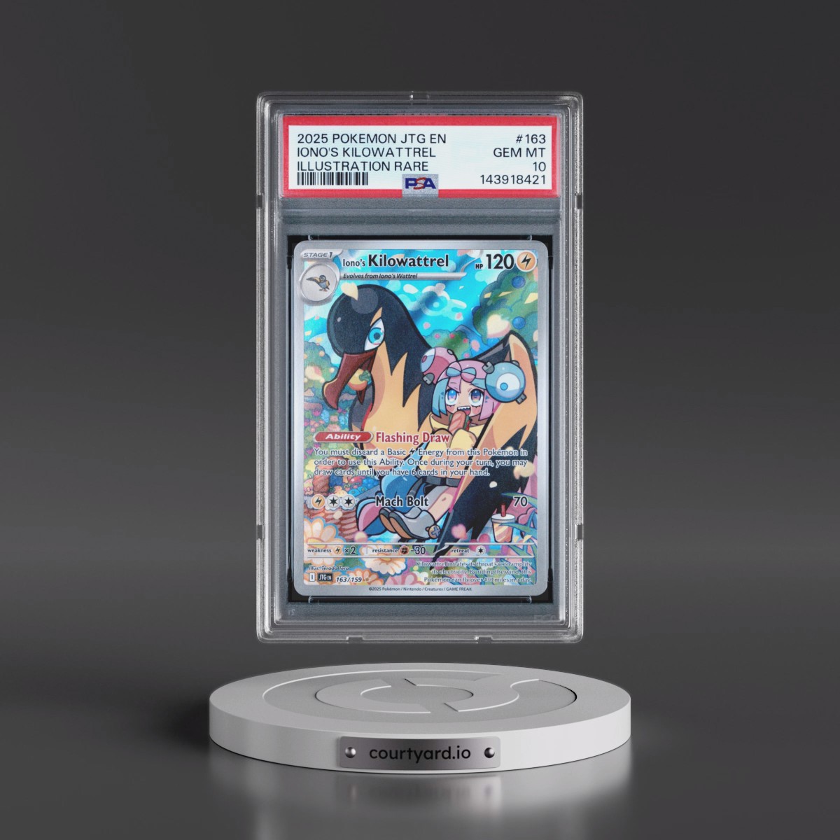 2025 Pokémon Jtg EN-Journey Together #163 Iono's Kilowattrel - Illustration Rare (PSA 10 GEM MINT)