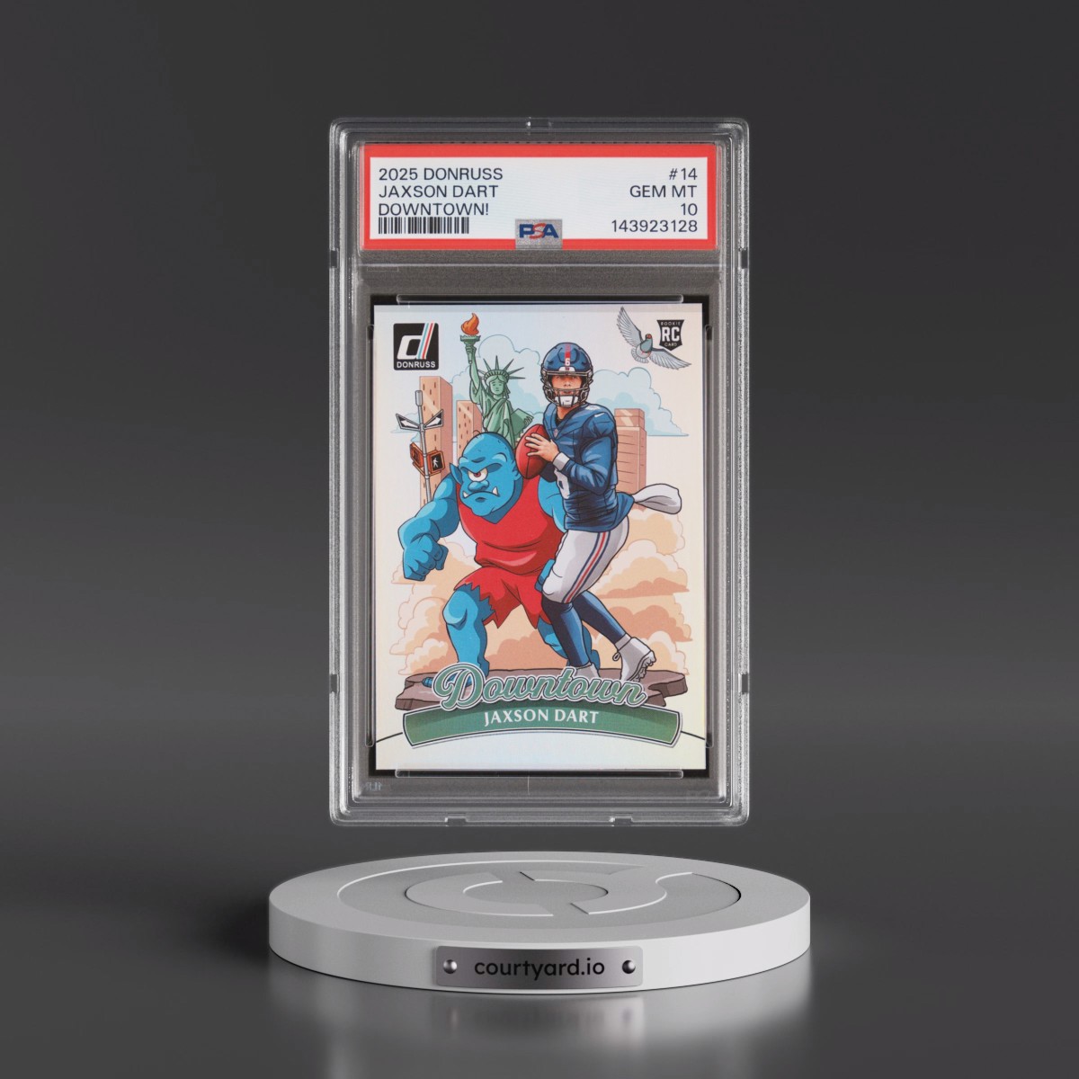 2025 Panini Donruss Downtown! #14 Jaxson Dart (PSA 10 GEM MINT) - Photo