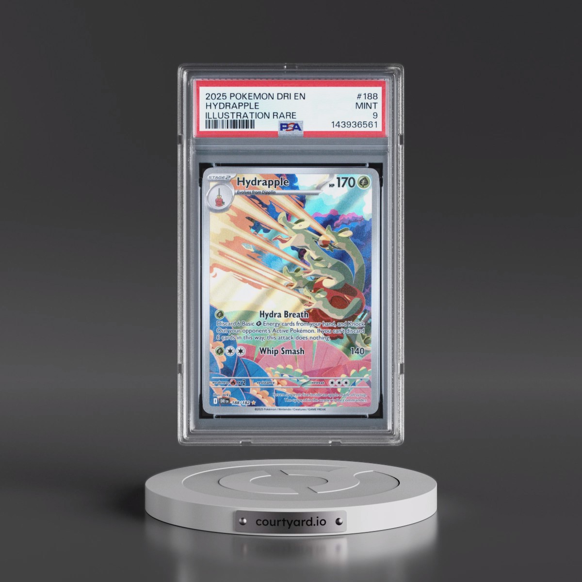 2025 Pokémon Dri EN-Destined Rivals #188 Hydrapple - Illustration Rare (PSA 9 MINT)