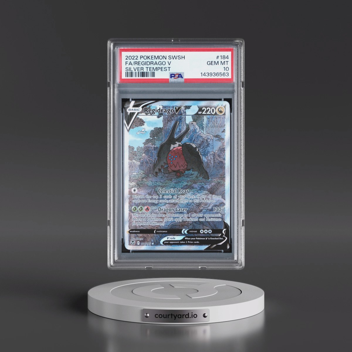 2022 Pokémon Sword & Shield Silver Tempest #184 Regidrago V - Holo Full Art (PSA 10 GEM MINT)