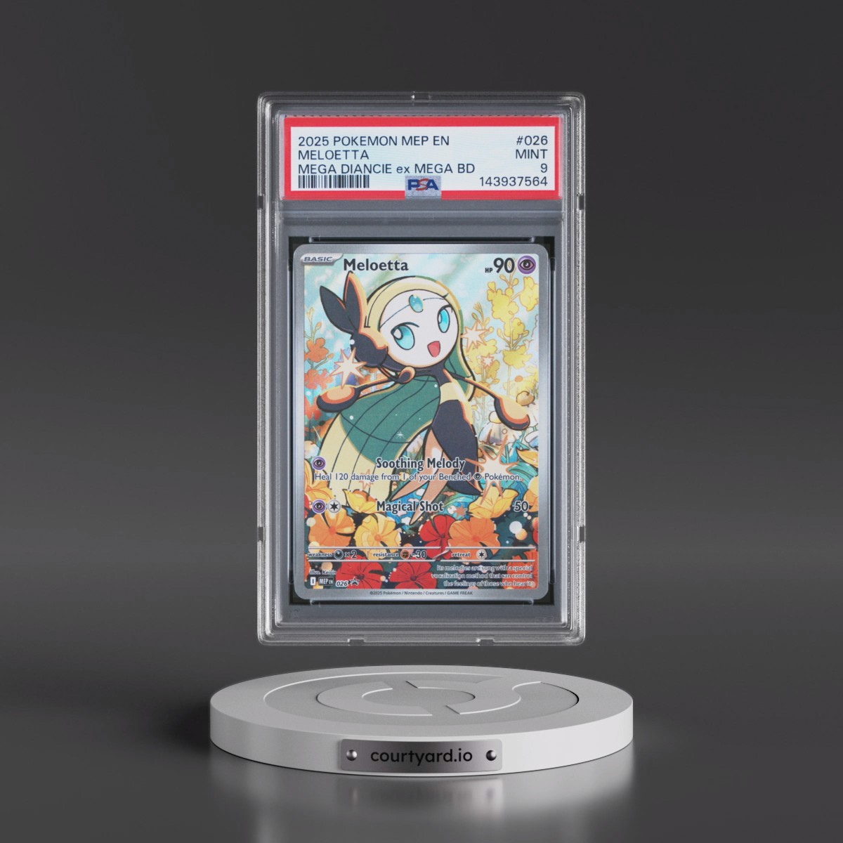 2025 Pokémon Mep EN-Me Black Star Promo #026 Meloetta - Mega Diancie EX Mega Battle Deck (PSA 9 MINT)