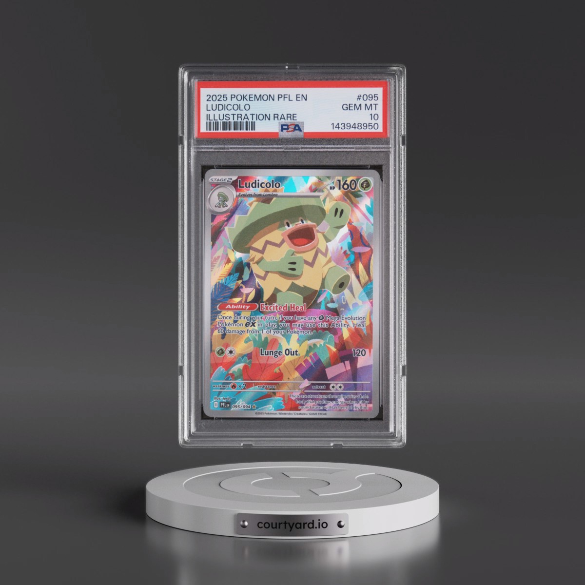 2025 Pokémon Pfl EN-Phantasmal Flames #095 Ludicolo - Illustration Rare (PSA 10 GEM MINT)