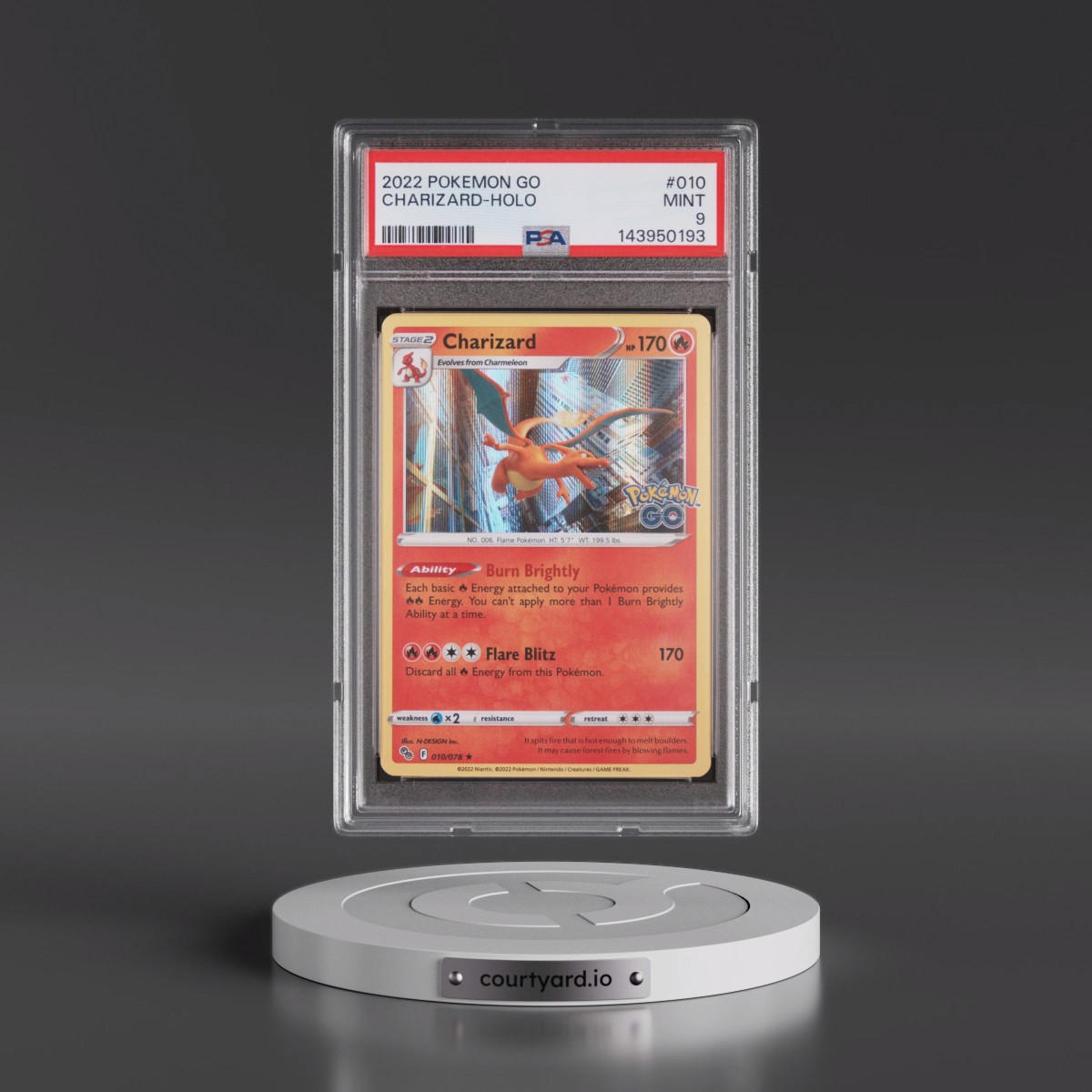2022 Pokémon Go #010 Charizard - Holo (PSA 9 MINT)