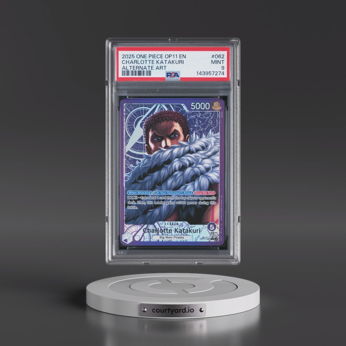2025 One Piece OP11-A Fist of Divine Speed #062 Charlotte Katakuri - Alternate Art (PSA 9 MINT)