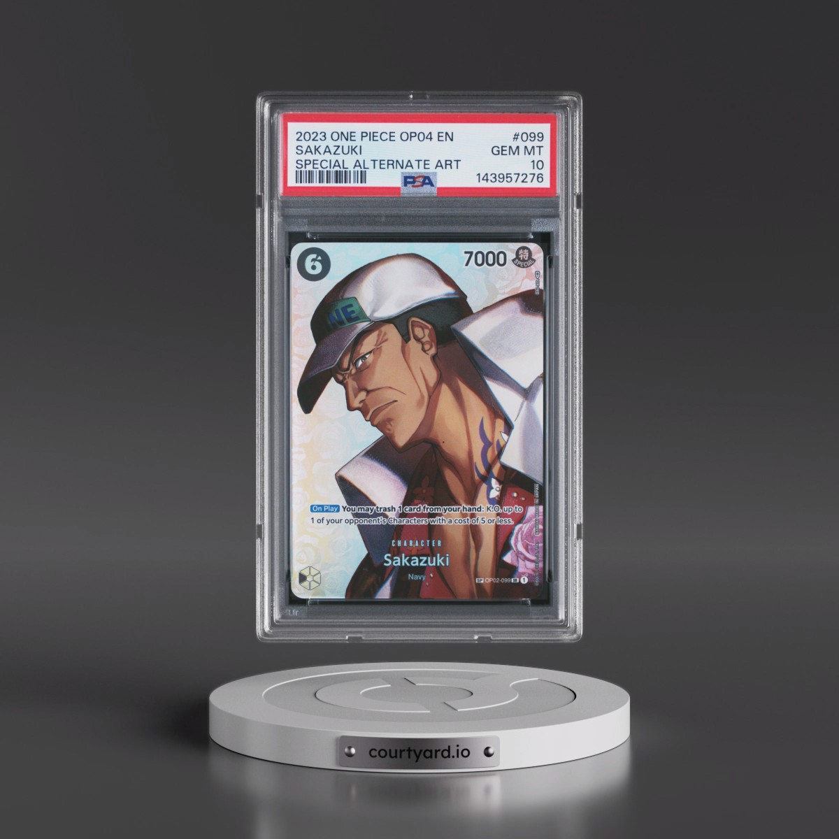 2023 One Piece OP04-Kingdoms of Intrigue #099 Sakazuki - Special Alternate Art (PSA 10 GEM MINT)