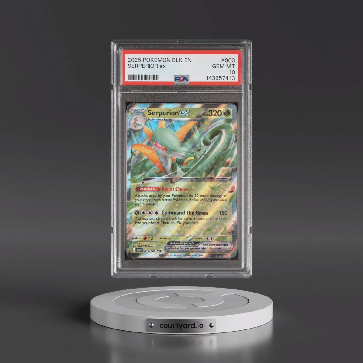 2025 Pokémon Blk EN-Black Bolt #003 Serperior EX - Holo (PSA 10 GEM MINT)