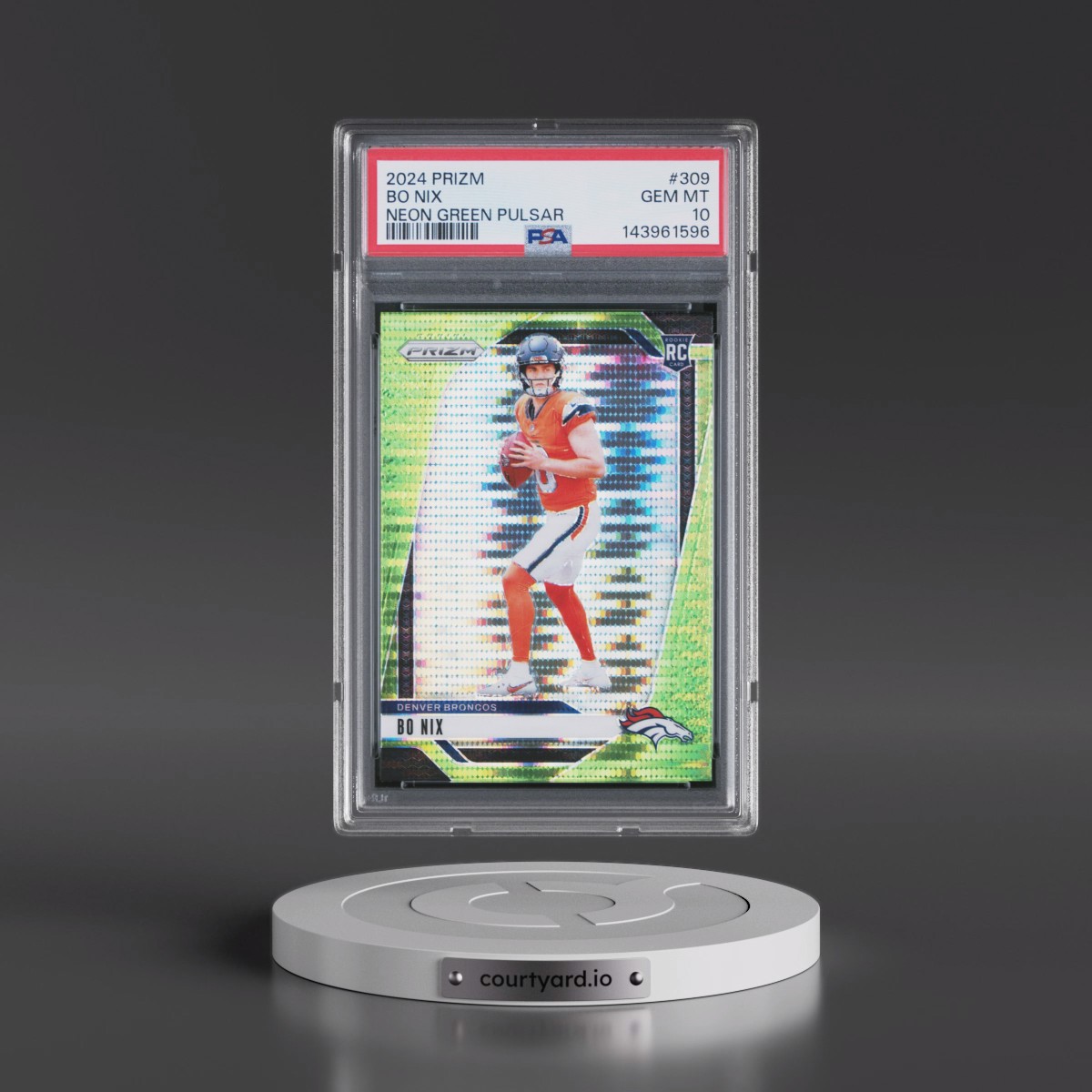 2024 Panini Prizm Bo Nix - Neon Green Pulsar #309 PSA 10