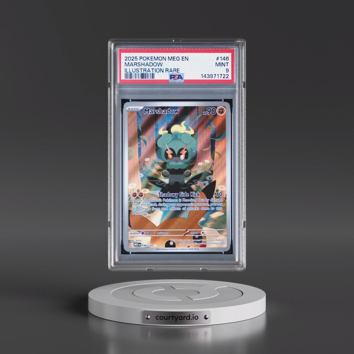 2025 Pokémon Meg EN-Mega Evolution #146 Marshadow - Illustration Rare (PSA 9 MINT)