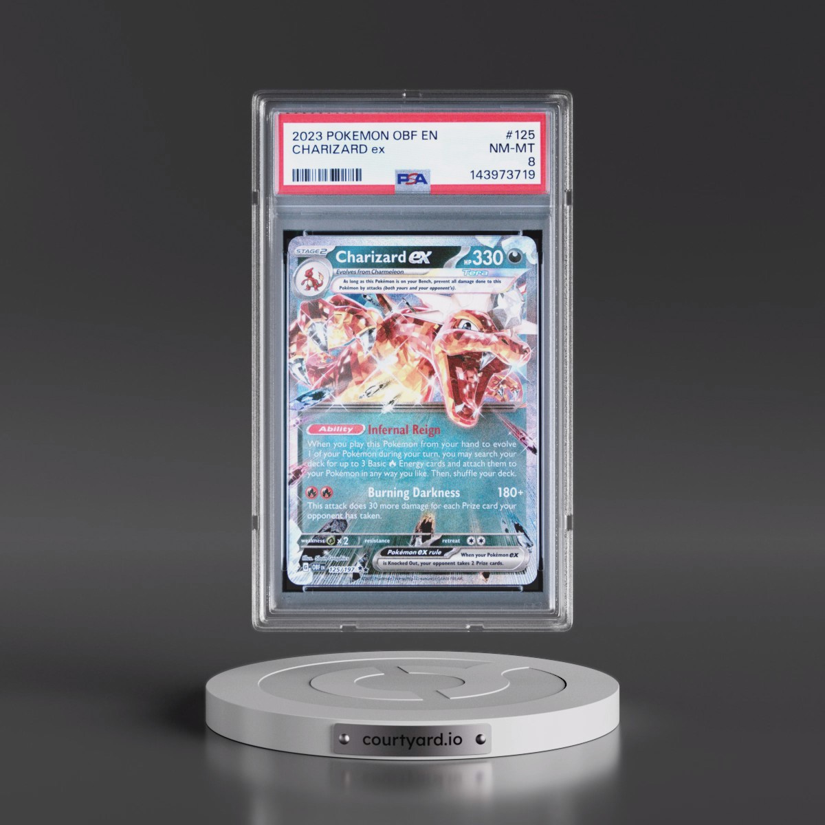 2023 Pokémon Obf EN-Obsidian Flames #125 Charizard EX - Holo (PSA 8 NM-MT)