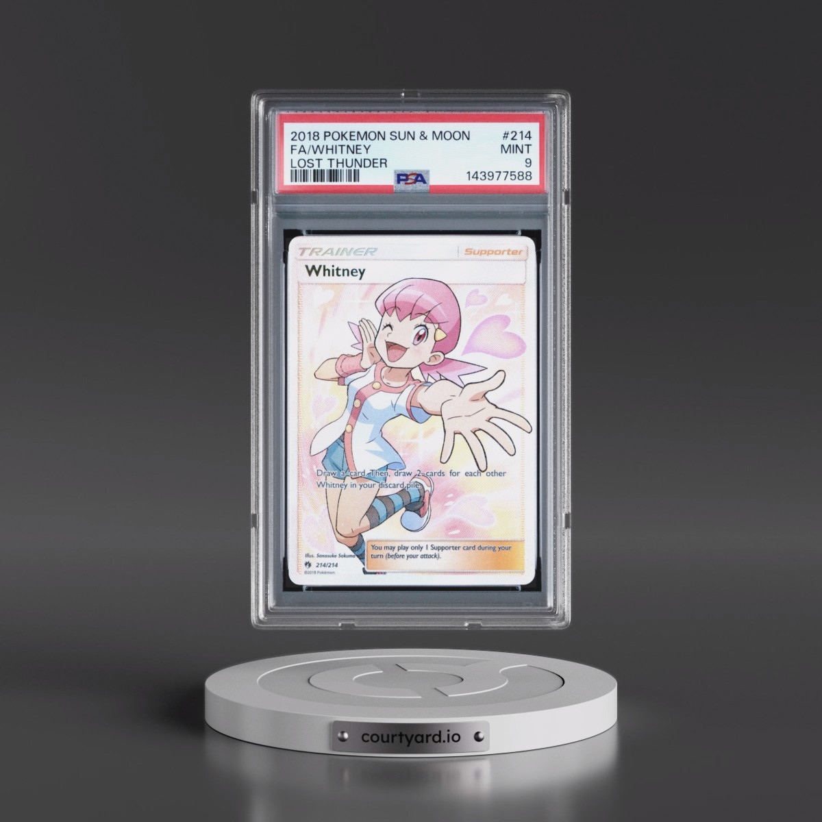 2018 Pokémon Sun & Moon Lost Thunder #214 Whitney - Full Art (PSA 9 MINT)