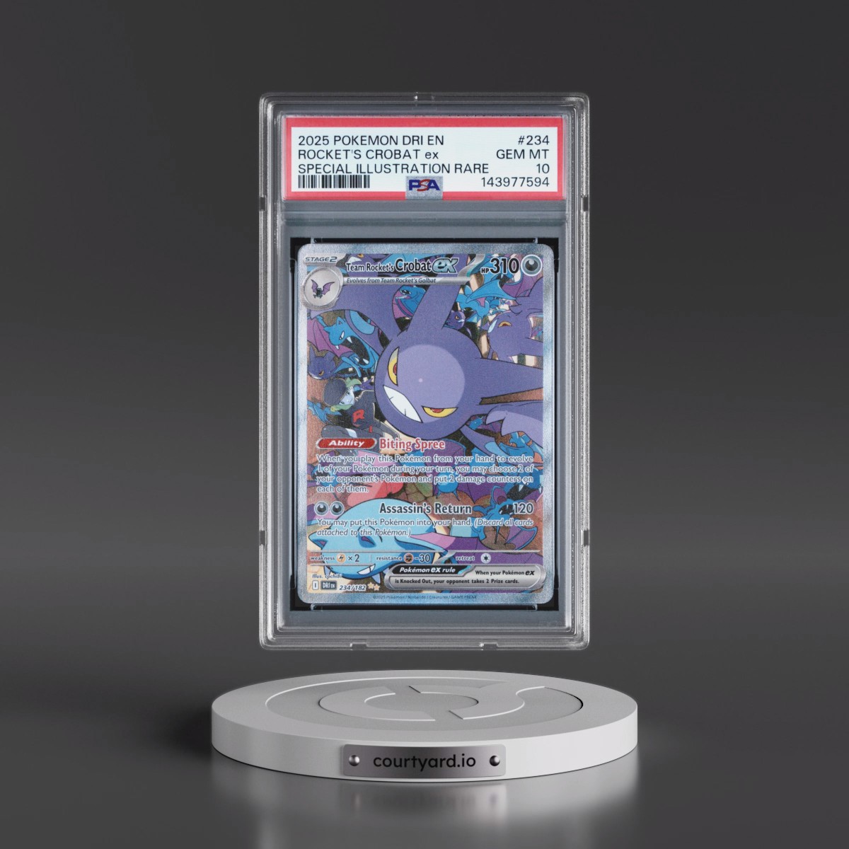 2025 Pokémon Dri EN-Destined Rivals #234 Team Rocket's Crobat EX - Holo Special Illustration Rare (PSA 10 GEM MINT)