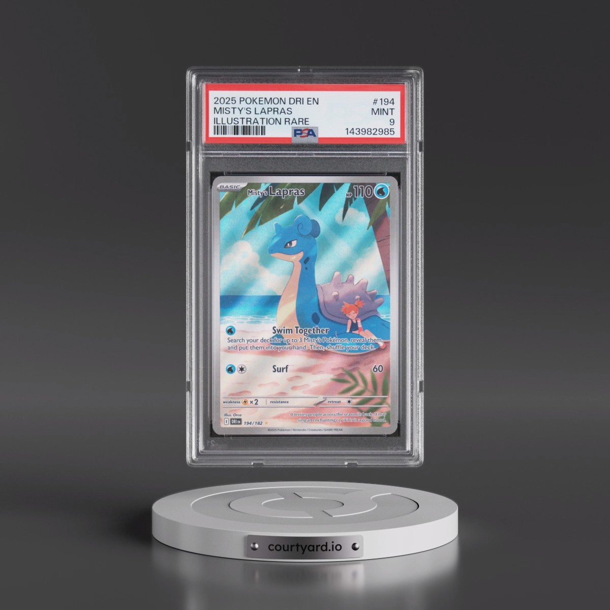 2025 Pokémon Dri EN-Destined Rivals #194 Misty's Lapras - Illustration Rare (PSA 9 MINT)