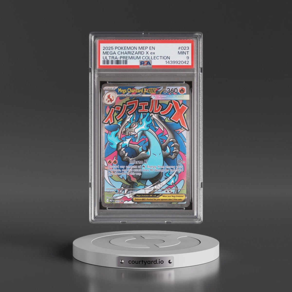 2025 Pokémon Mep EN-Me Black Star Promo #023 Mega Charizard X EX - Holo Mega Charizard X EX Ultra-Premium Collection (PSA 9 MINT)
