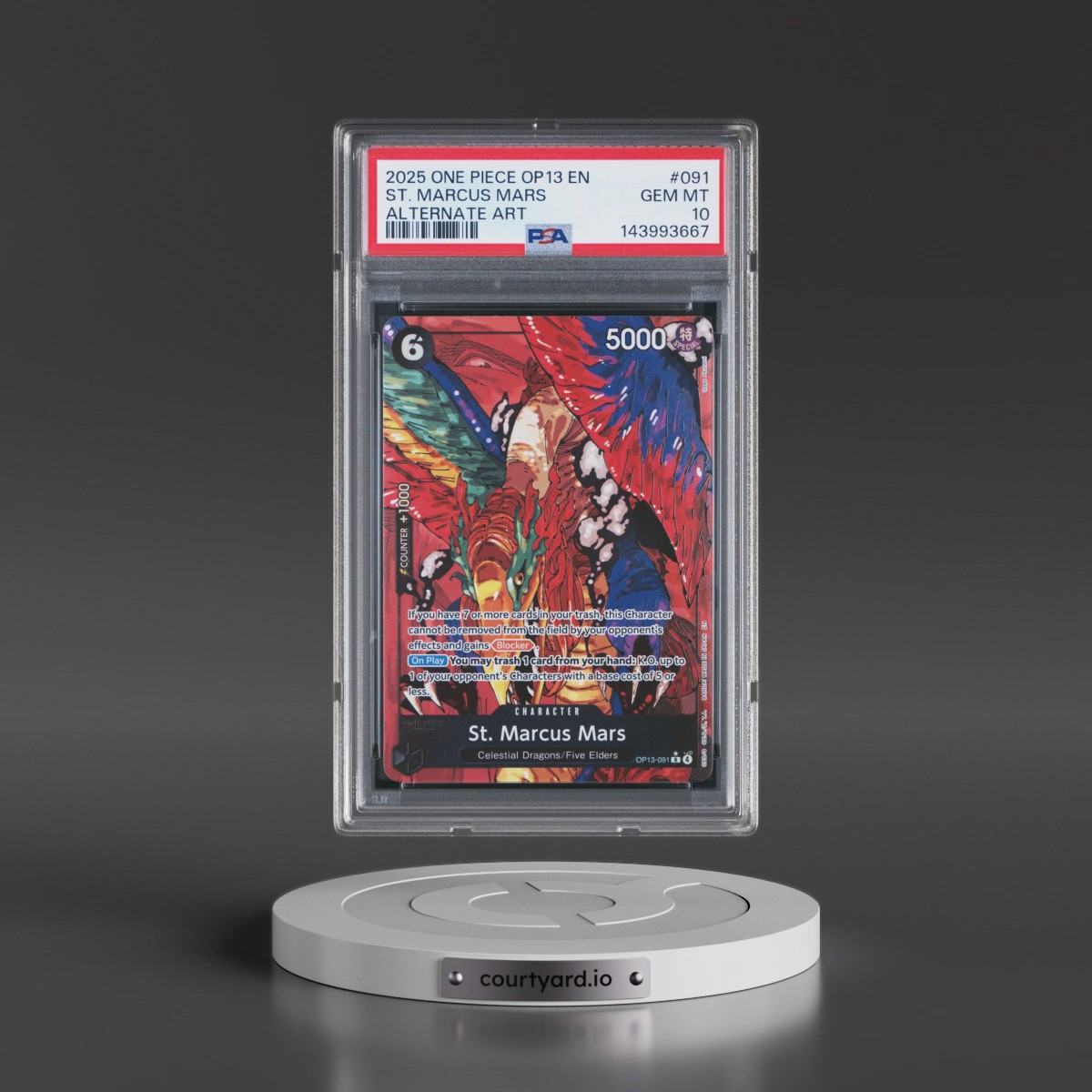 2025 One Piece OP13-Carrying on His Will #091 St. Marcus Mars - Alternate Art (PSA 10 GEM MINT)