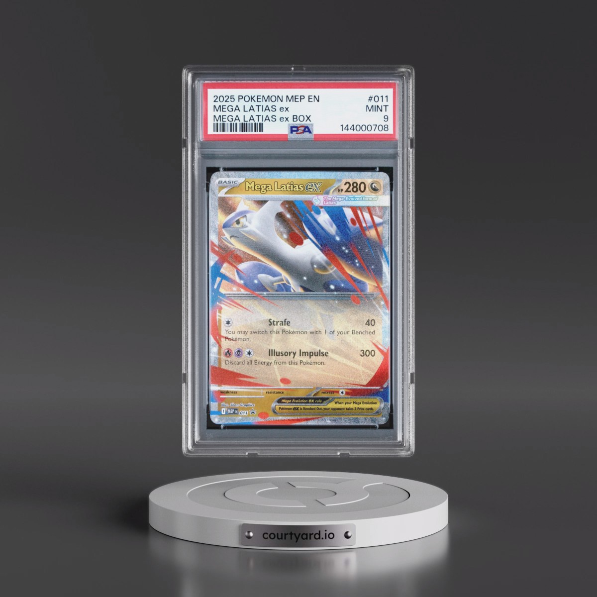 2025 Pokémon Mep EN-Me Black Star Promo #011 Mega Latias EX - Holo Mega Latias EX Box (PSA 9 MINT)