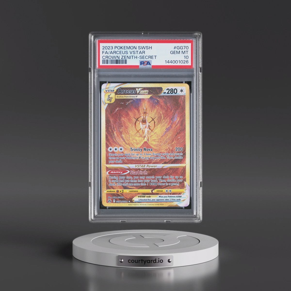 2023 Pokémon Sword and Shield Crown Zenith #GG70 Arceus Vstar - Full Art Secret (PSA 10 GEM MINT)