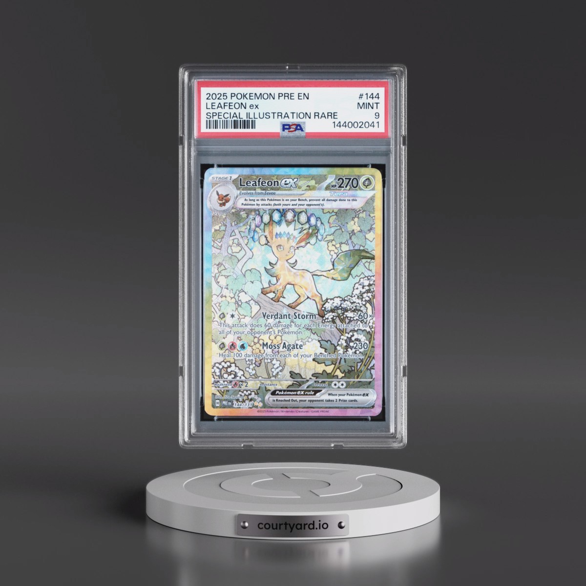 2025 Pokémon Pre EN-Prismatic Evolutions #144 Leafeon EX - Holo Special Illustration Rare (PSA 9 MINT)