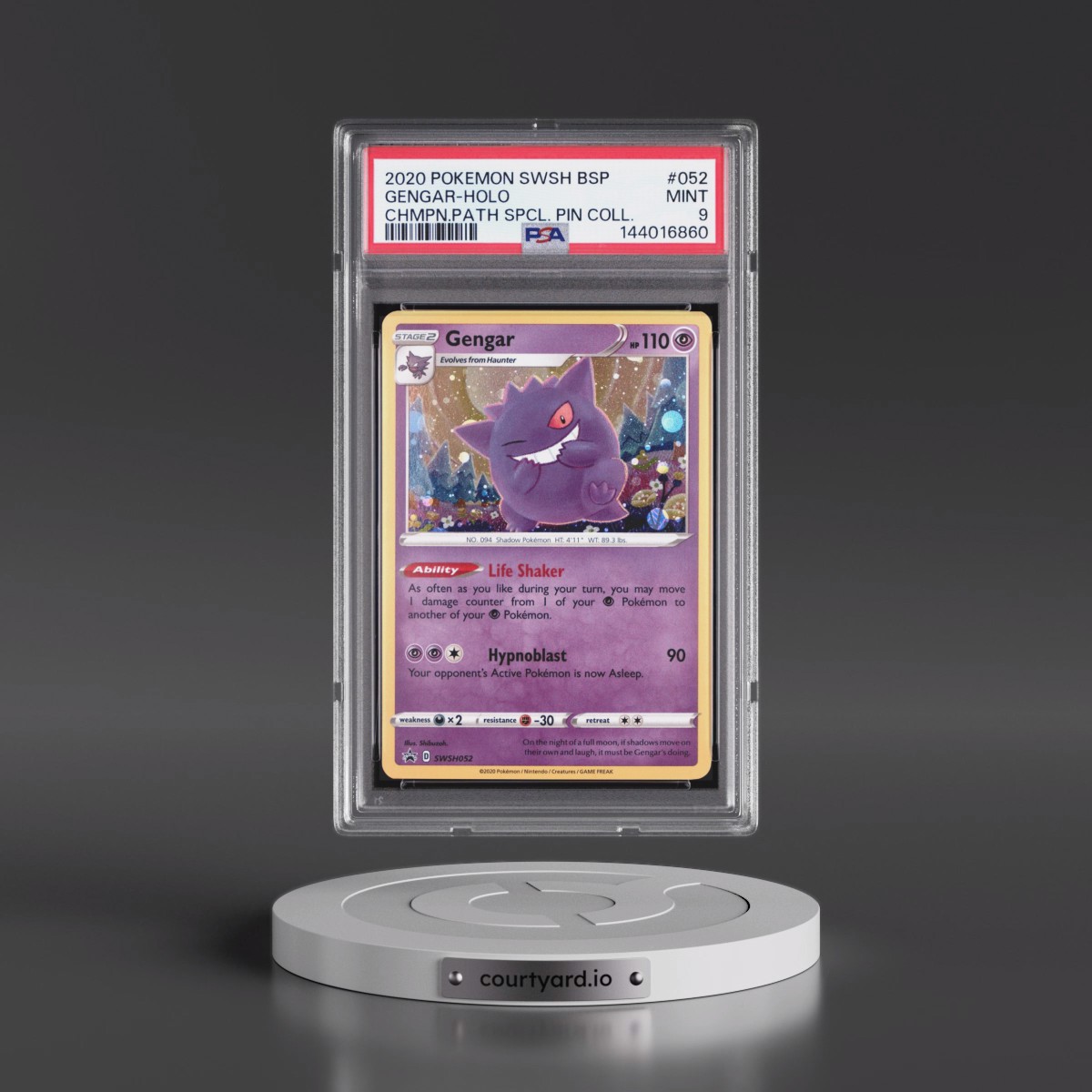 2020 Pokémon Swsh Black Star Promo #052 Gengar - Holo Champion's Path Special Pin Collection (PSA 9 MINT)