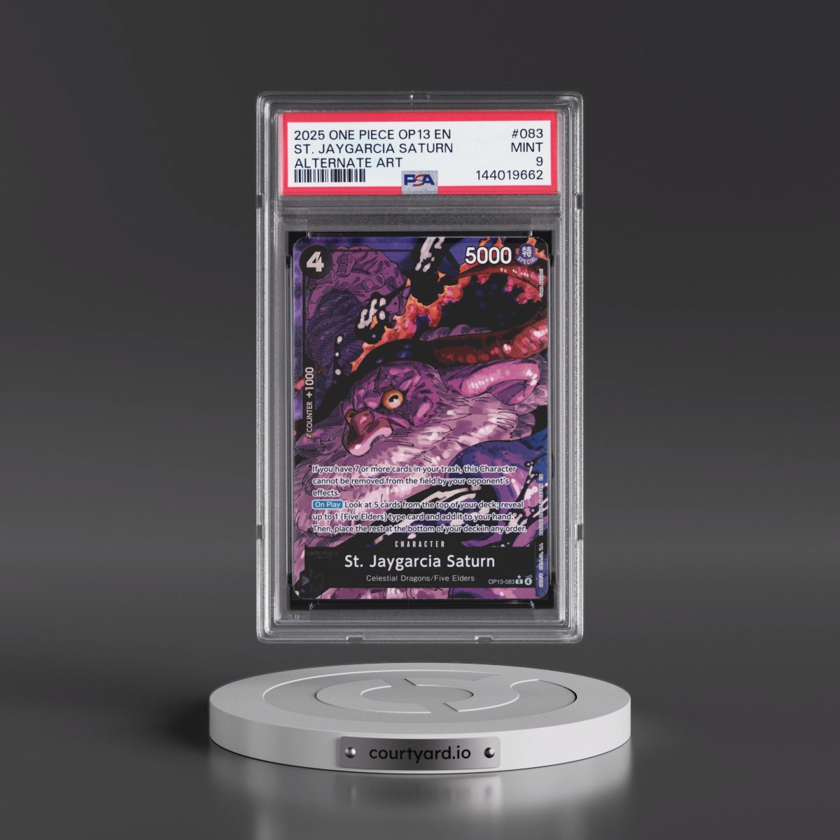 2025 One Piece OP13-Carrying on His Will #083 St. Jaygarcia Saturn - Alternate Art (PSA 9 MINT)