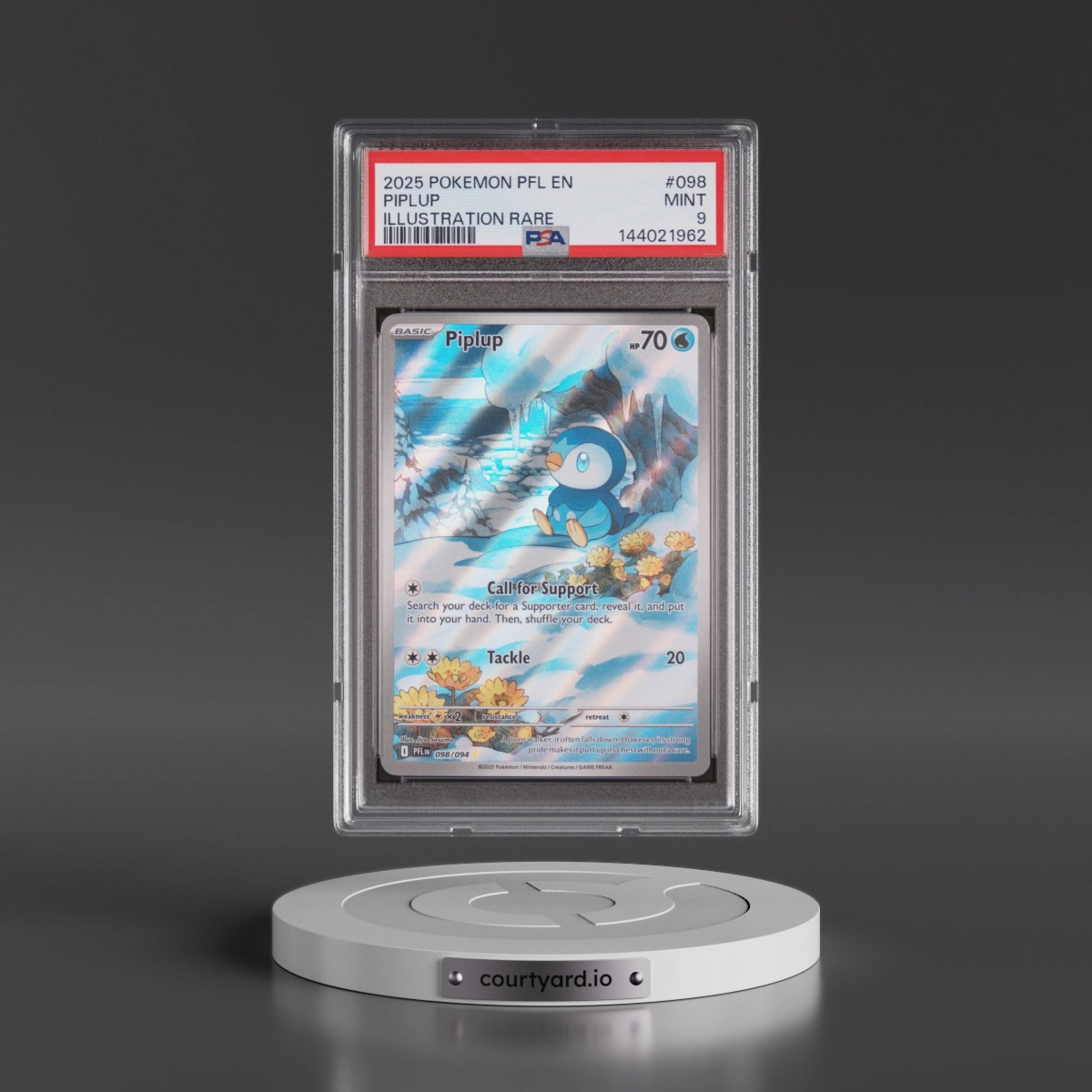 2025 Pokémon Pfl EN-Phantasmal Flames #098 Piplup - Illustration Rare (PSA 9 MINT)