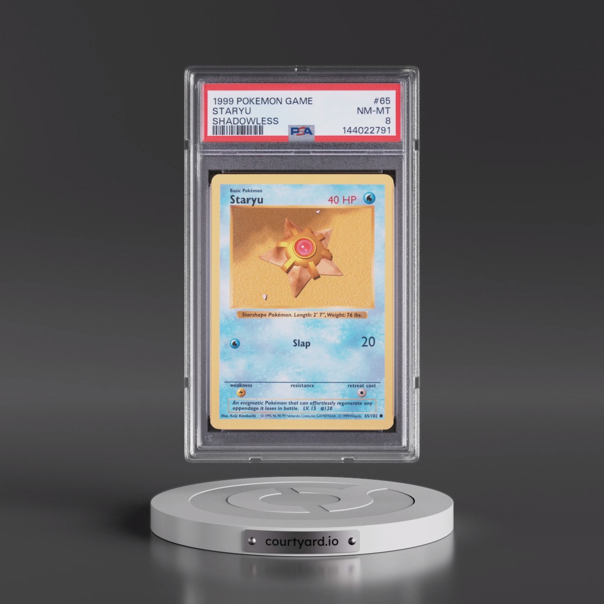 1999 Pokémon Game #65 Staryu - Shadowless (PSA 8 NM-MT)