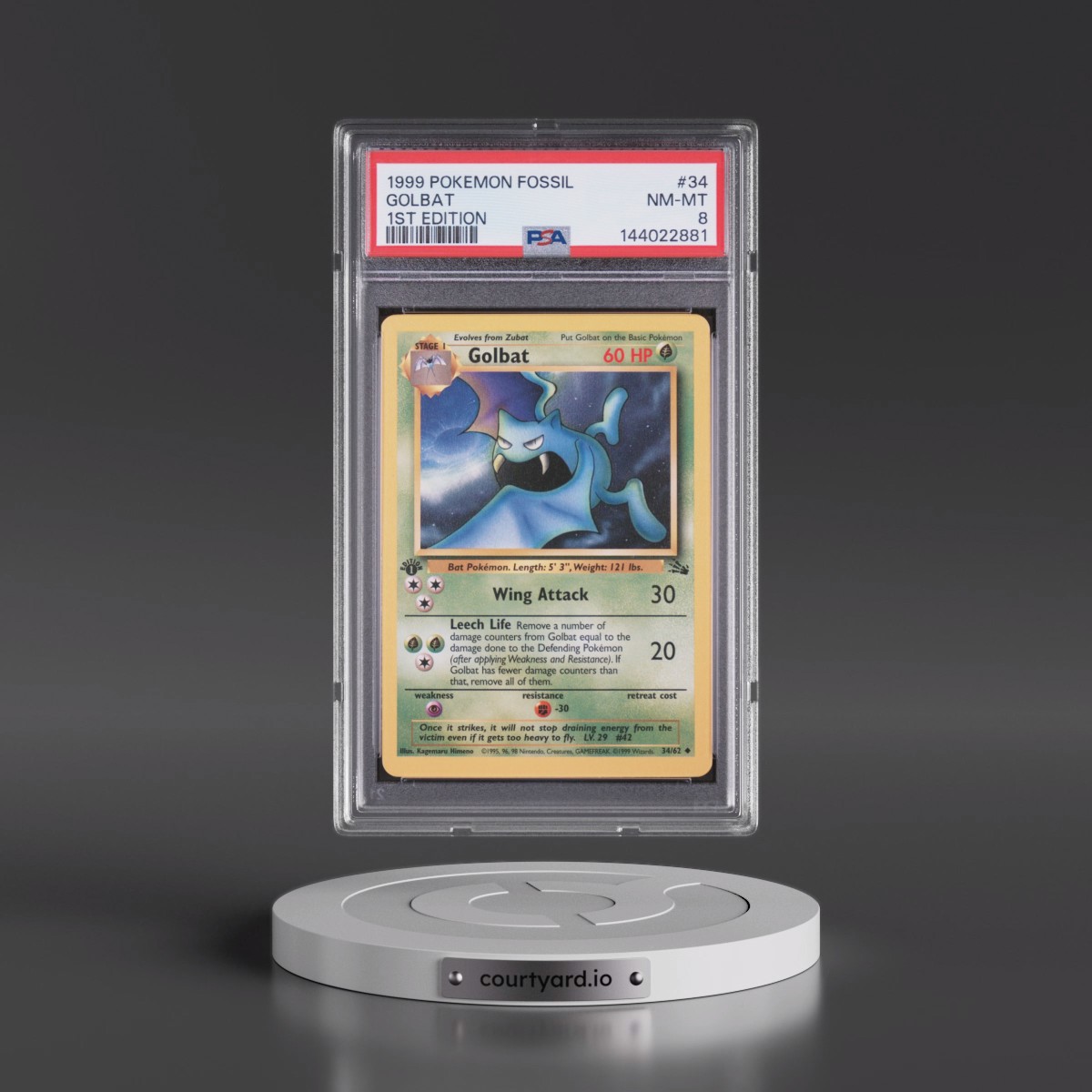 1999 Pokémon Fossil #34 Golbat - 1st Edition (PSA 8 NM-MT)