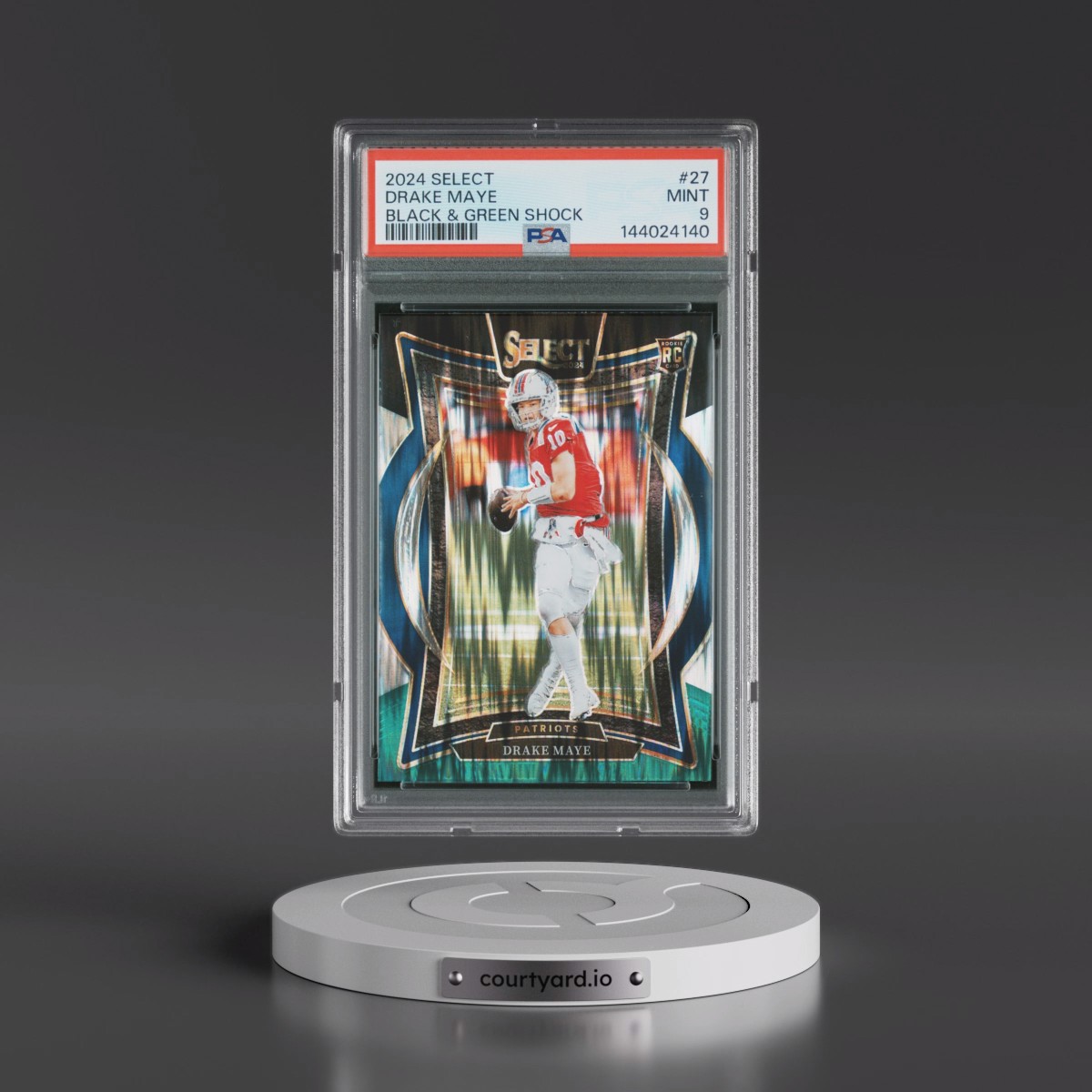 2024 Panini Select #27 Drake Maye - Black & Green Shock (PSA 9 MINT)