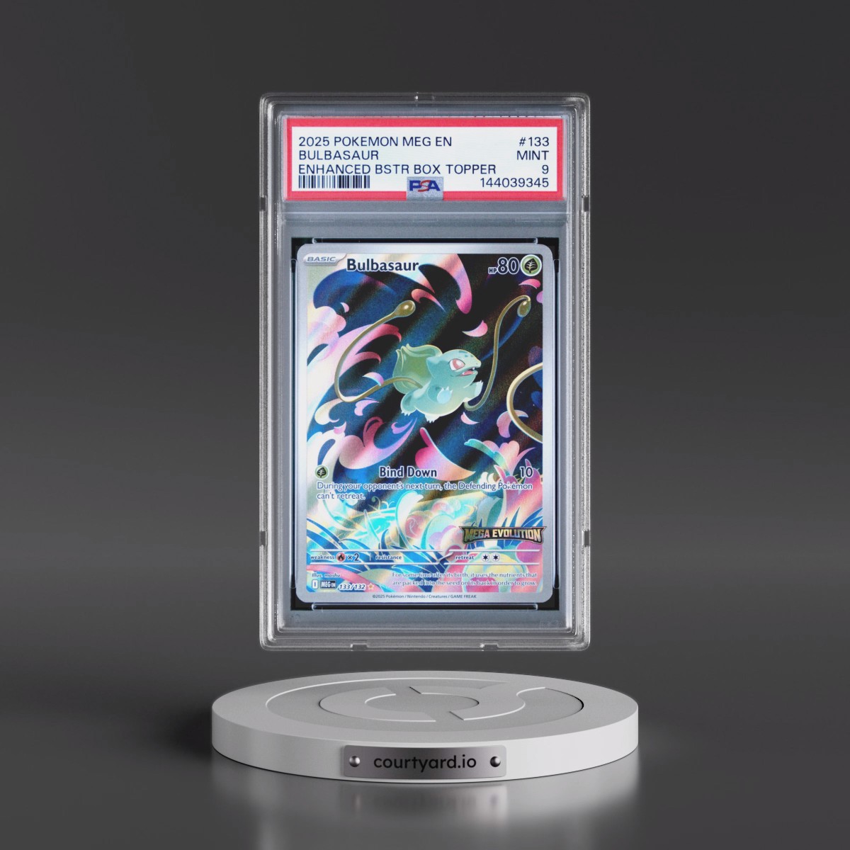 2025 Pokémon Meg EN-Mega Evolution #133 Bulbasaur - Enhanced Booster Box Topper (PSA 9 MINT)