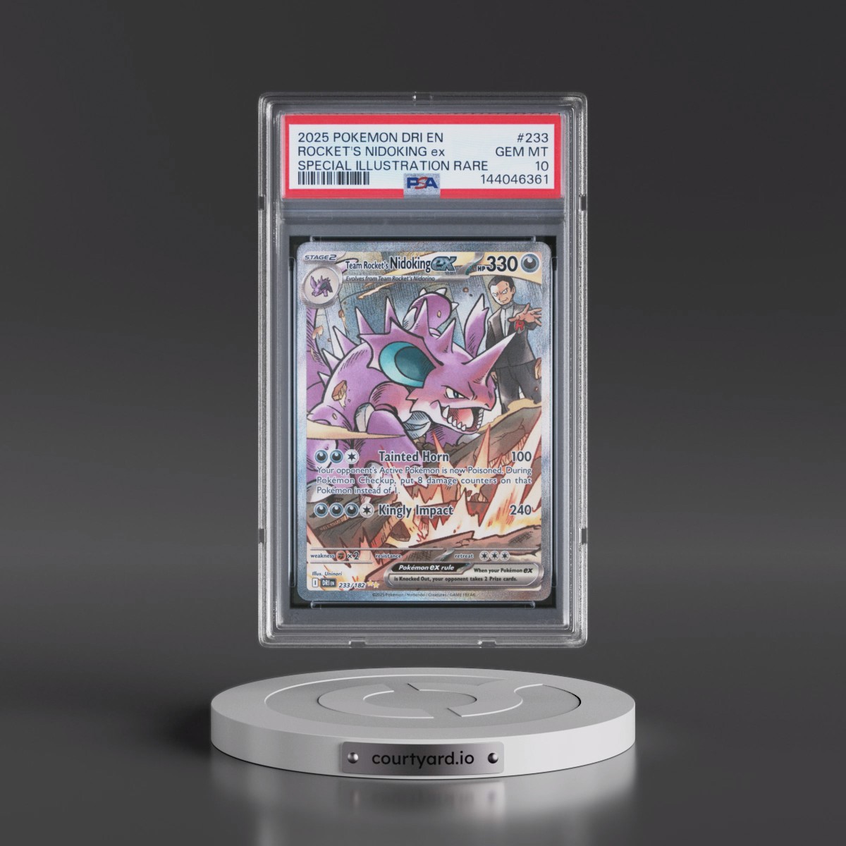 2025 Pokémon Dri EN-Destined Rivals Team Rocket's Nidoking EX - Holo Special Illustration Rare #233 PSA 10