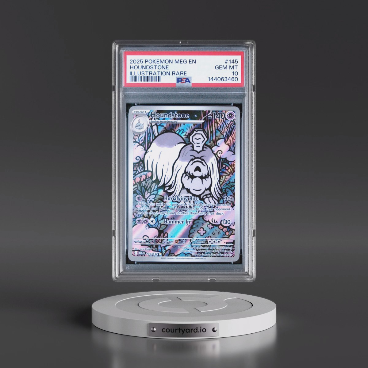 2025 Pokémon Meg EN-Mega Evolution #145 Houndstone - Illustration Rare (PSA 10 GEM MINT)