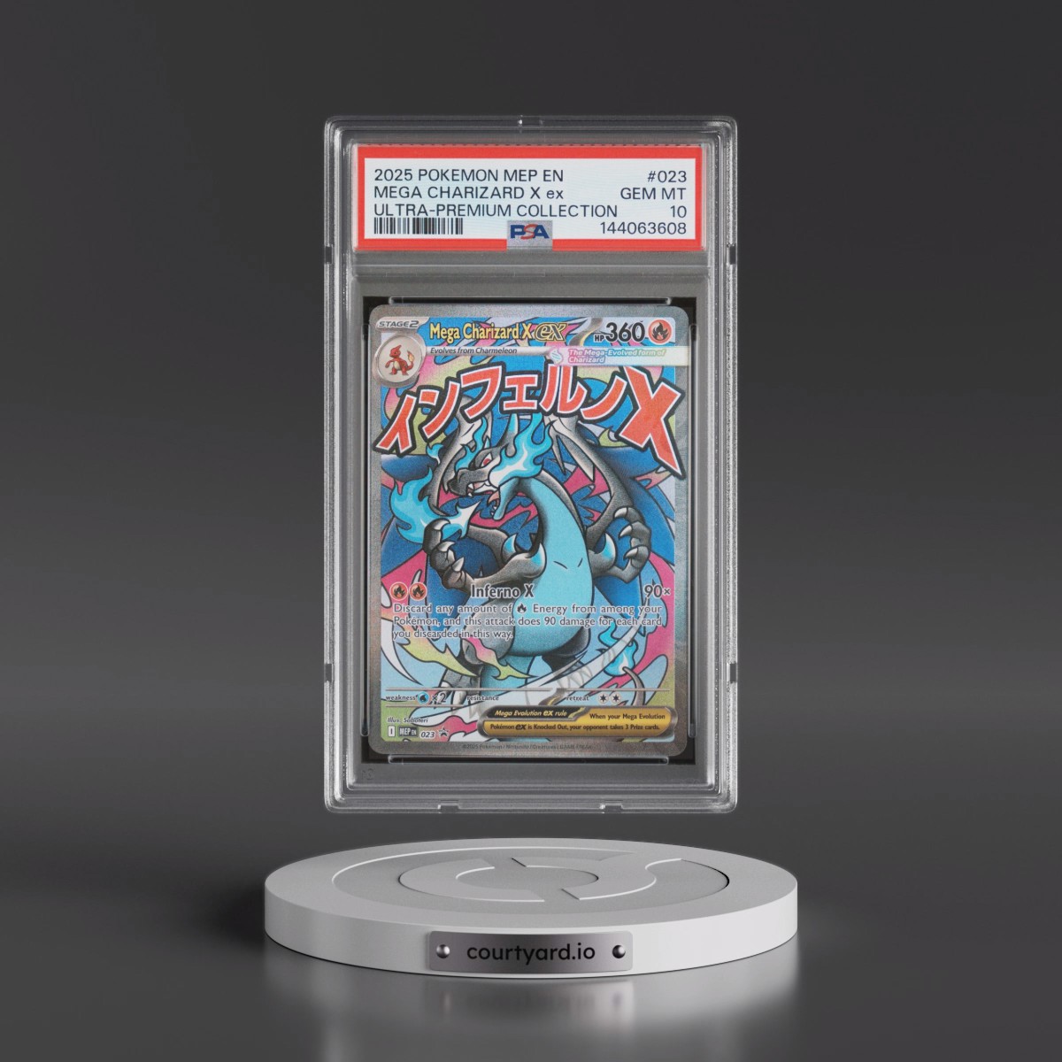 2025 Pokémon Mep EN-Me Black Star Promo #023 Mega Charizard X EX - Holo Mega Charizard X EX Ultra-Premium Collection (PSA 10 GEM MINT)