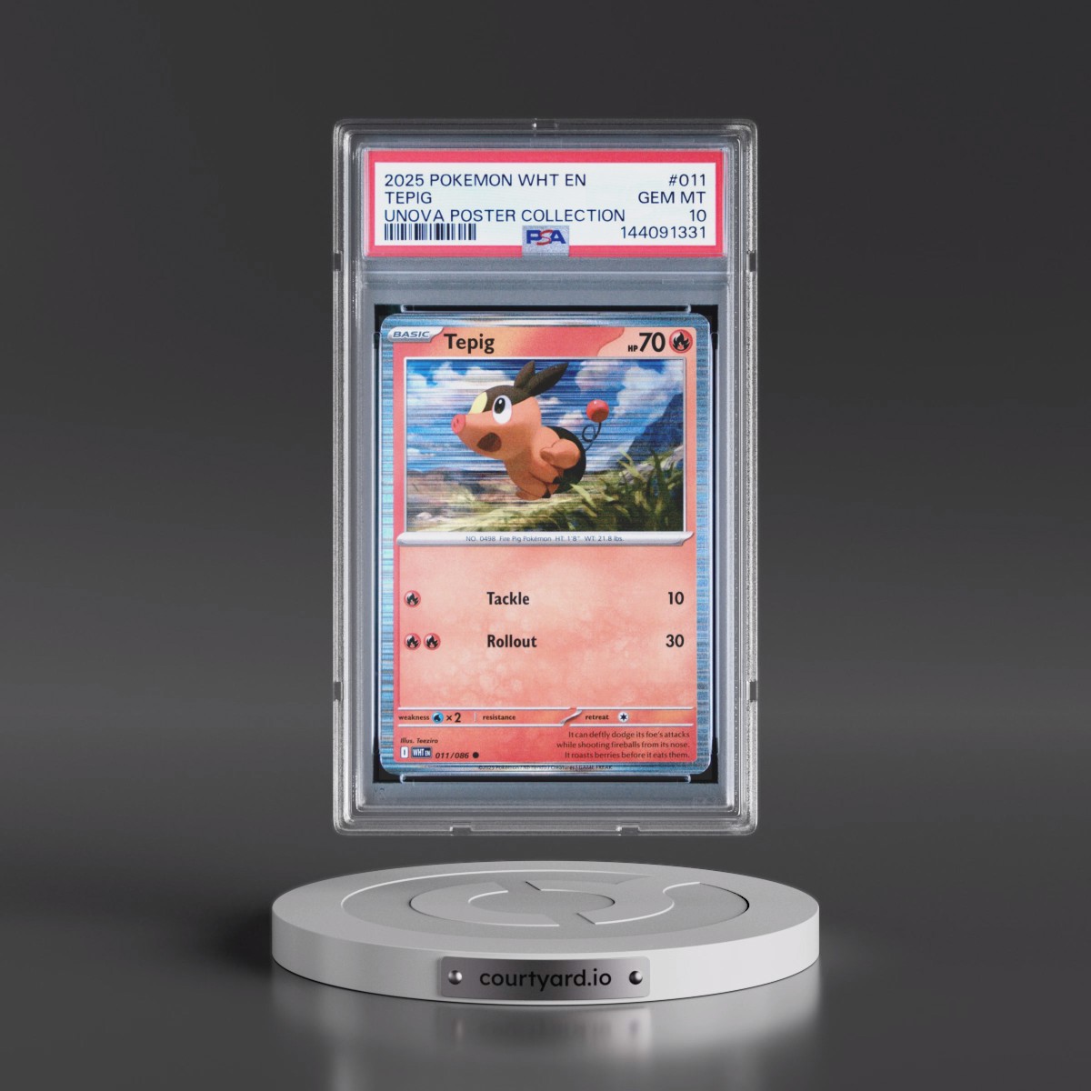 2025 Pokémon Wht EN-White Flare #011 Tepig - Unova Poster Collection (PSA 10 GEM MINT)