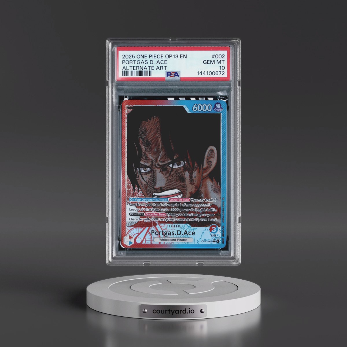 2025 One Piece OP13-Carrying on His Will #002 Portgas D. Ace - Alternate Art (PSA 10 GEM MINT)
