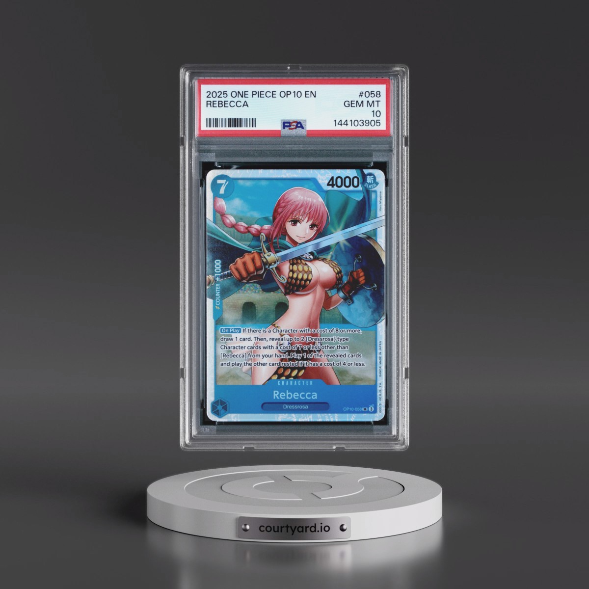2025 One Piece OP10-Royal Blood #058 Rebecca (PSA 10 GEM MINT)