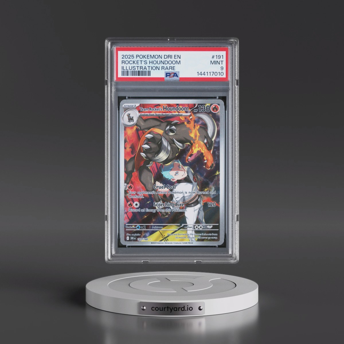 2025 Pokémon Dri EN-Destined Rivals #191 Team Rocket's Houndoom - Illustration Rare (PSA 9 MINT)