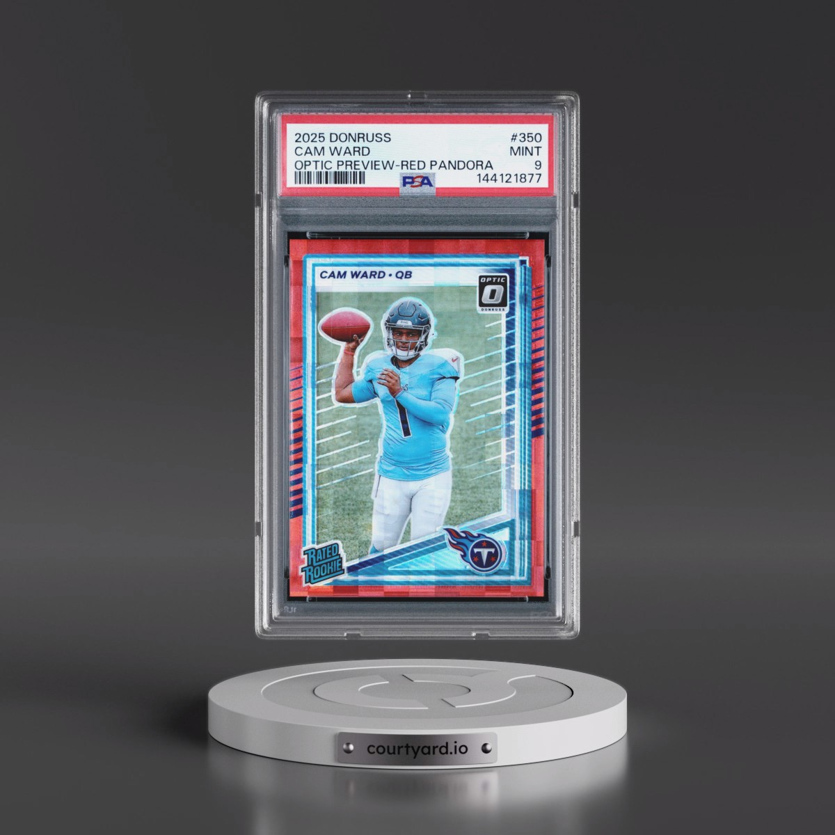 2025 Panini Donruss #350 Cam Ward - Optic Preview-Red Pandora (PSA 9 MINT)