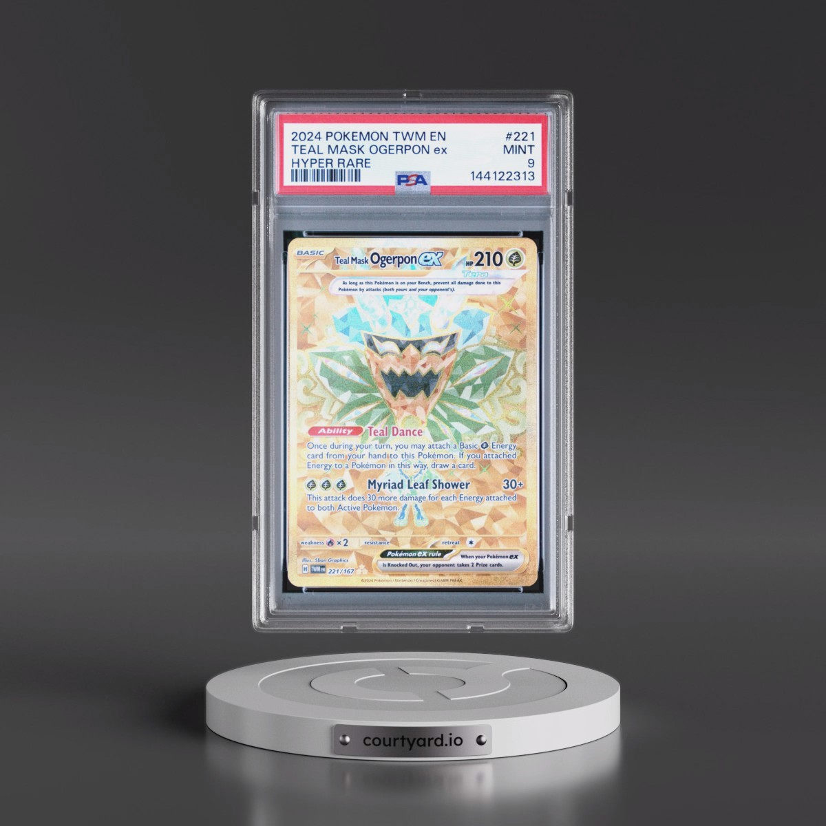 2024 Pokémon Twm EN-Twilight Masquerade #221 Teal Mask Ogerpon EX - Holo Hyper Rare (PSA 9 MINT)